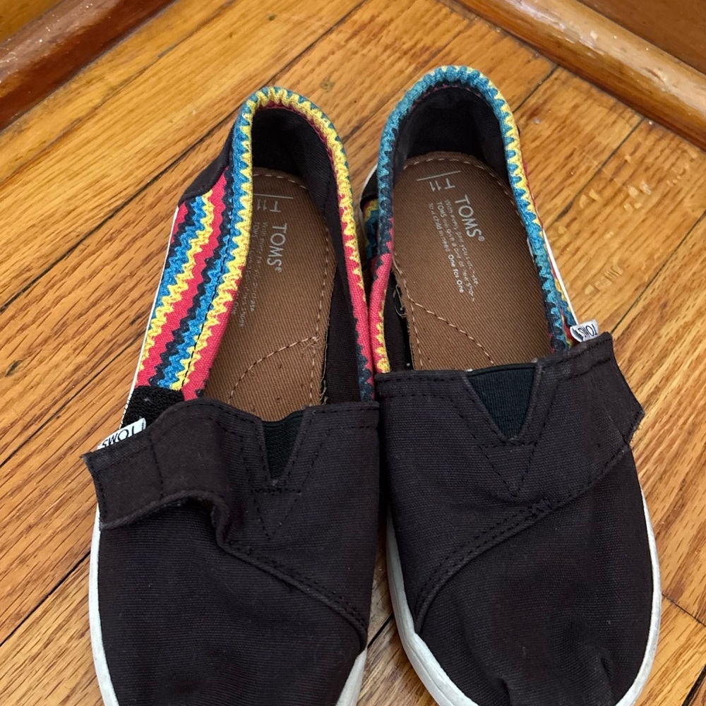 TOMS Kids Black Sneakers with Colorful Trim